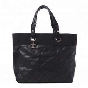 Authentic Chanel Paris Biarritz Tote Bag Calfskin Black
